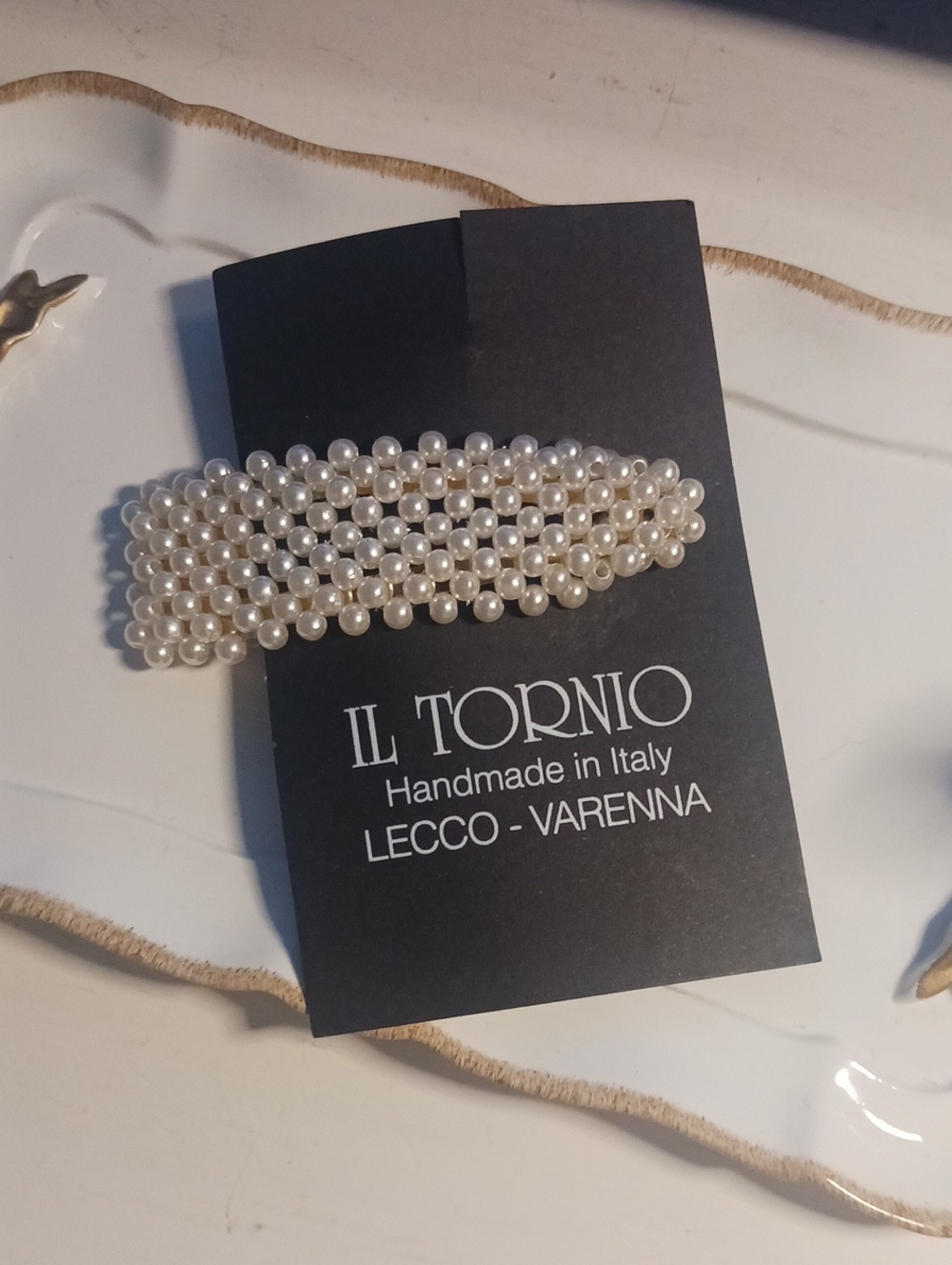 Il Tornio Pearl Beaded Hair Clip - White